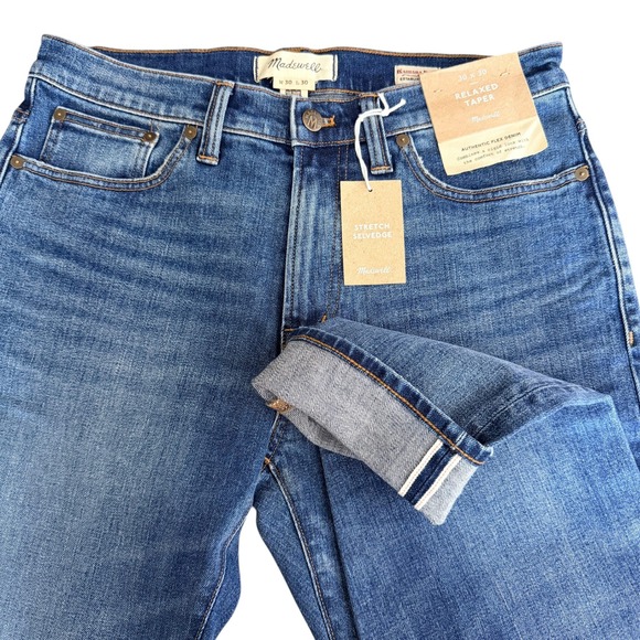 Madewell Other - Madewell Relaxed Taper Stretch Selvedge Jeans Mens Actual 30x29 Barrington Wash